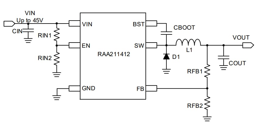 Applikations-Schaltungsdiagramm - Renesas Electronics RAA211412 DC/DC Abwärtsregler